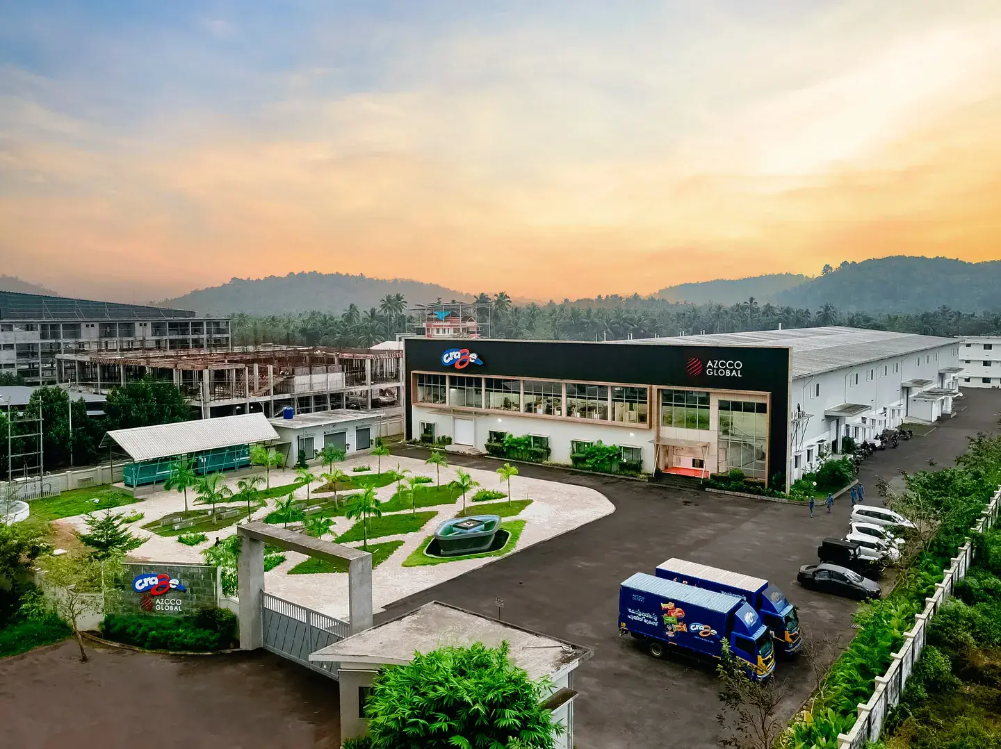 Aerial view of Craze Biscuits factory, KSIDC Industrial Park, Kozhikode